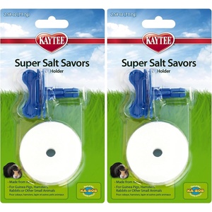 image:imageKaytee Super Salt Savors with Holder Small Animal Salt Lick 258 oz White Mineral Block with Blue Mounting Bracket 3 Pack for Guinea Pigs Hamsters RabbitsOne Size Pack of 2