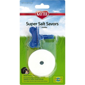 image:imageKaytee Super Salt Savors with Holder Small Animal Salt Lick 258 oz White Mineral Block with Blue Mounting Bracket 3 Pack for Guinea Pigs Hamsters RabbitsOne Size